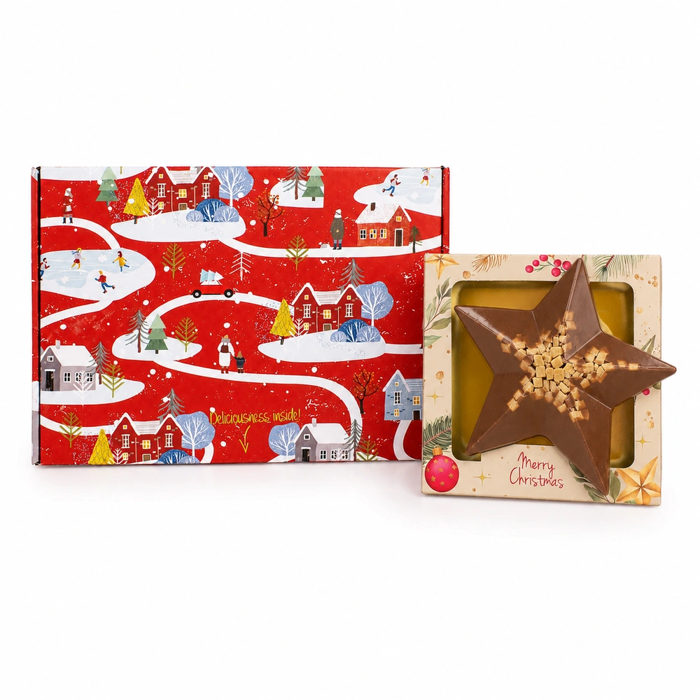 Brievenbusdoosje chocolade kerstster melk karamel zeezout
