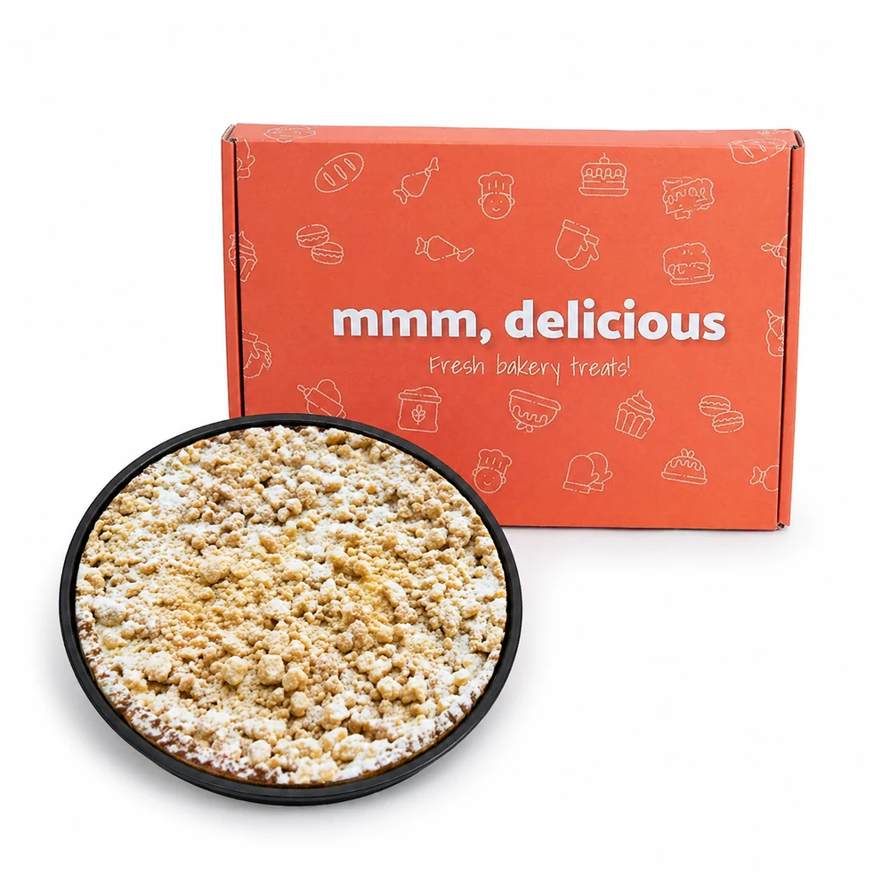 Appelkruimeltaart in brievenbusdoosje (350 gram) (16 cm)