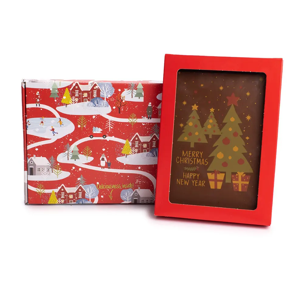 Brievenbusdoosje chocolade Kerstkaart