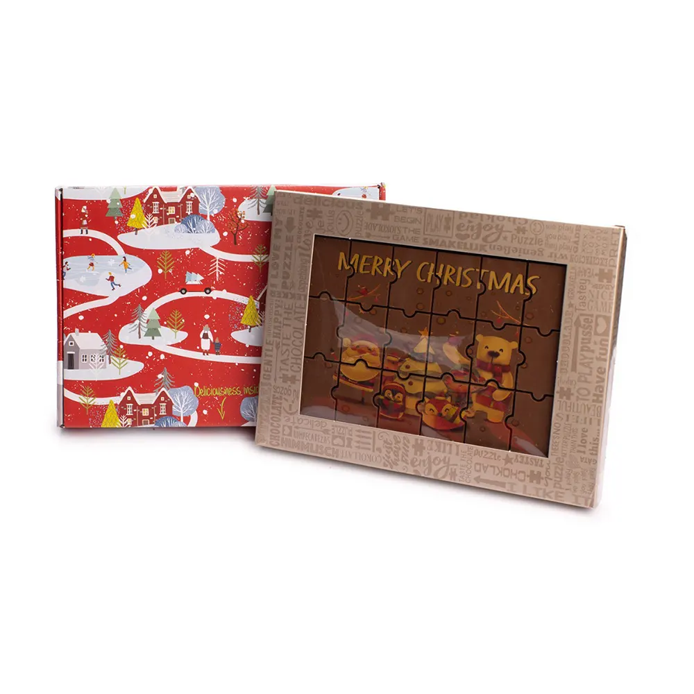 Brievenbusdoosje chocolade kerstpuzzel