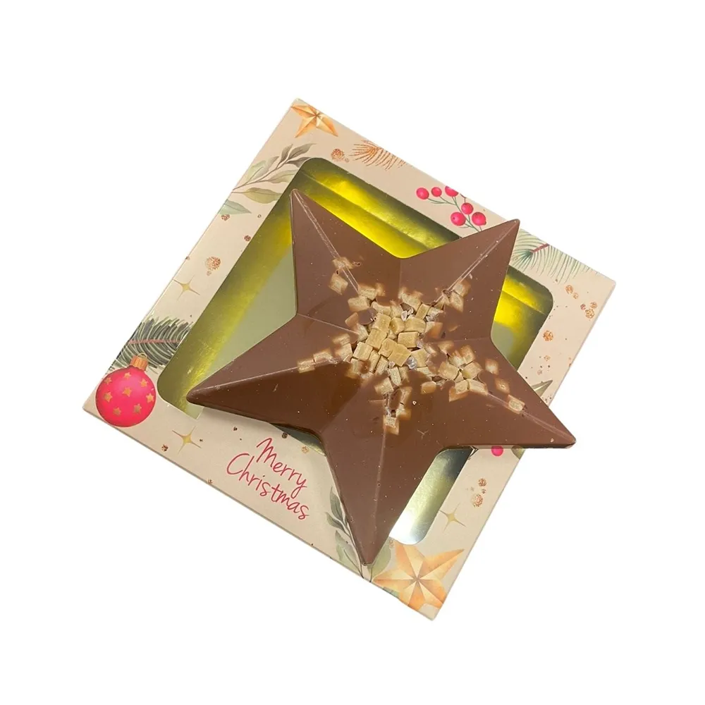 Chocolade kerstster melk karamel zeezout (80 gram)