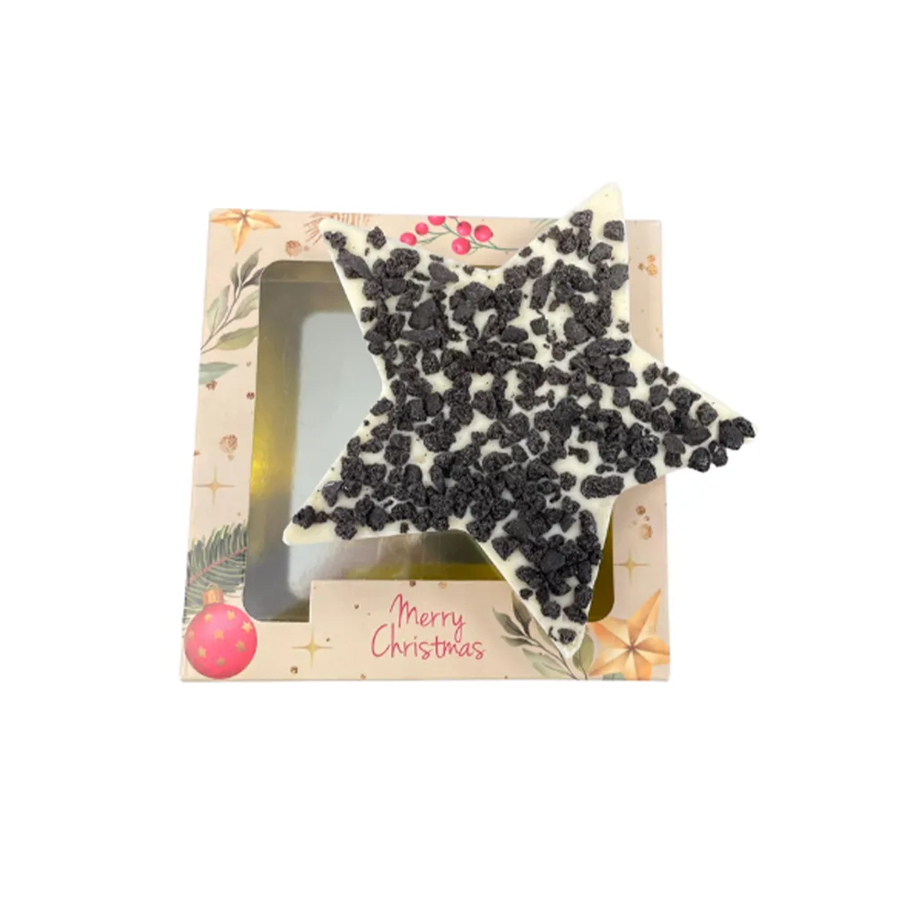 Chocolade Kerstster wit met cookies & cream (80 gram)