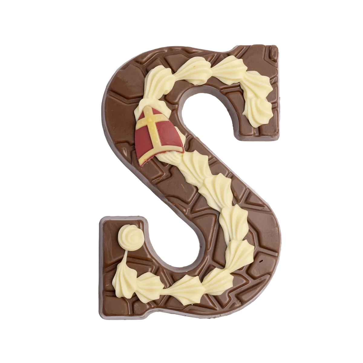 Chocoladeletter gedecoreerd S, melk (200 gram)