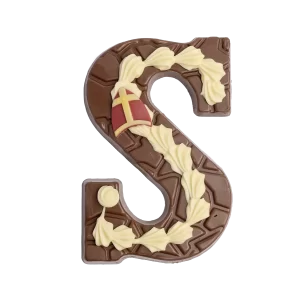 Chocoladeletter gedecoreerd S, melk (200 gram)