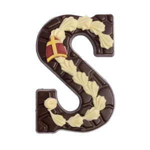 Chocoladeletter gedecoreerd S, puur (200 gram)