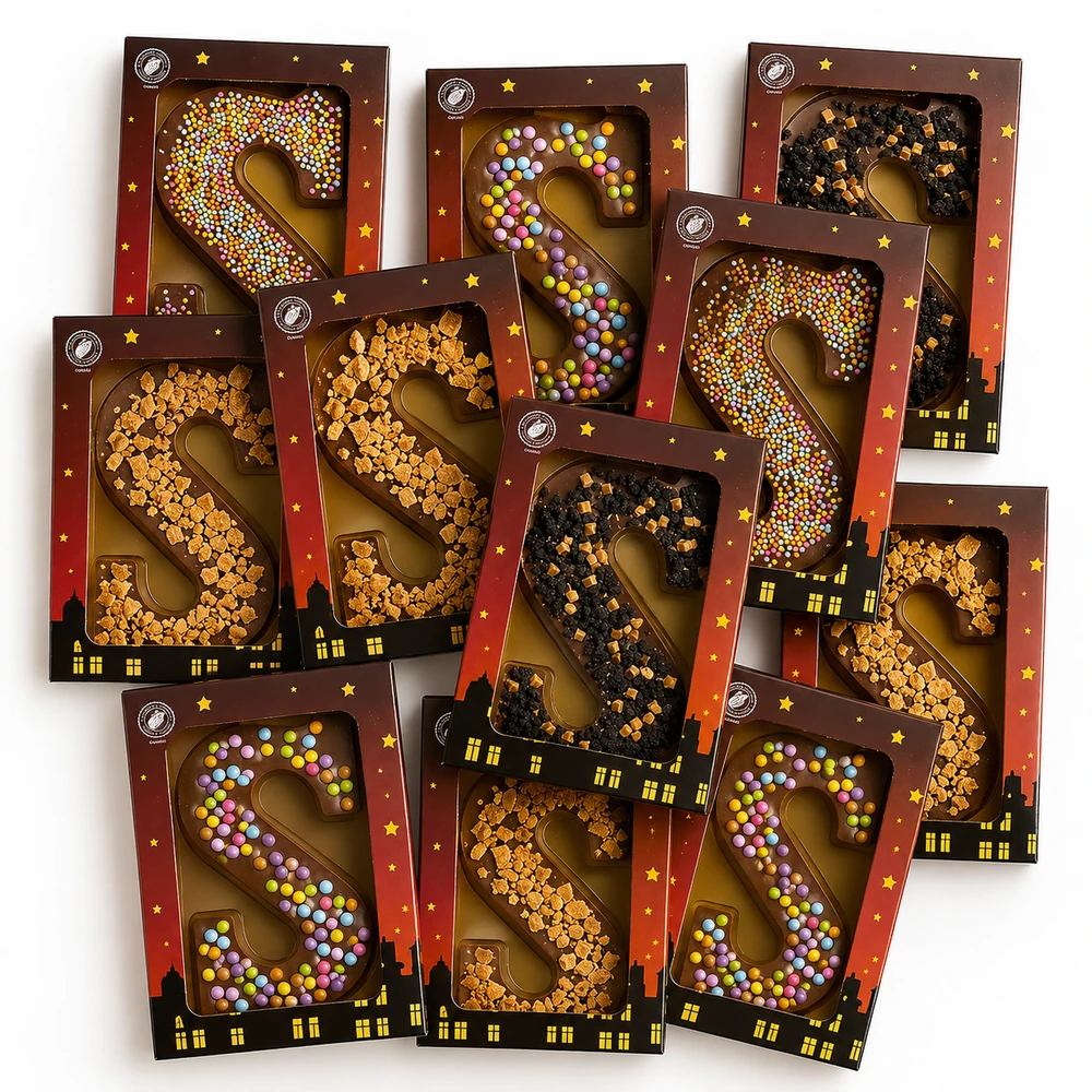 Mix voordeeldoos 12 chocolade feestletters (200 gram)