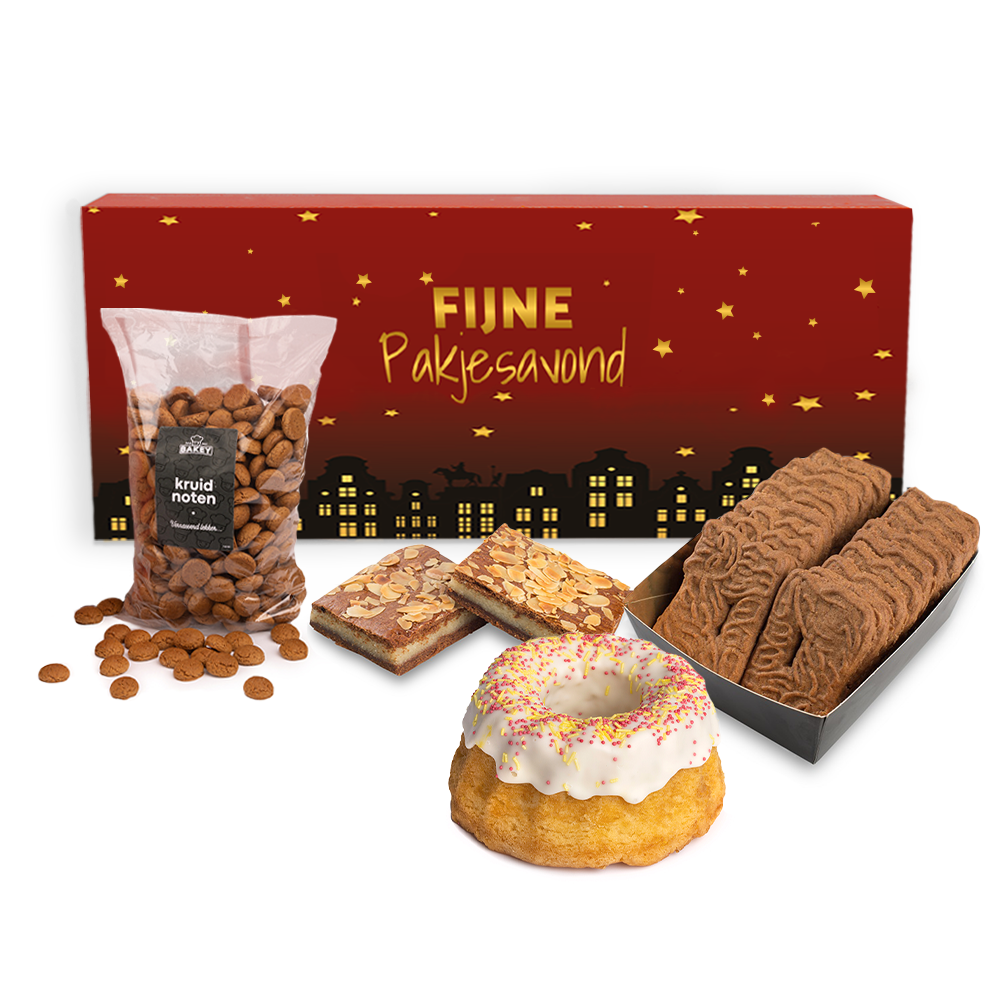 Geschenkdoos met Bakey kruidnoten (200 gram),tulband, speculaasjes en gevulde speculaas