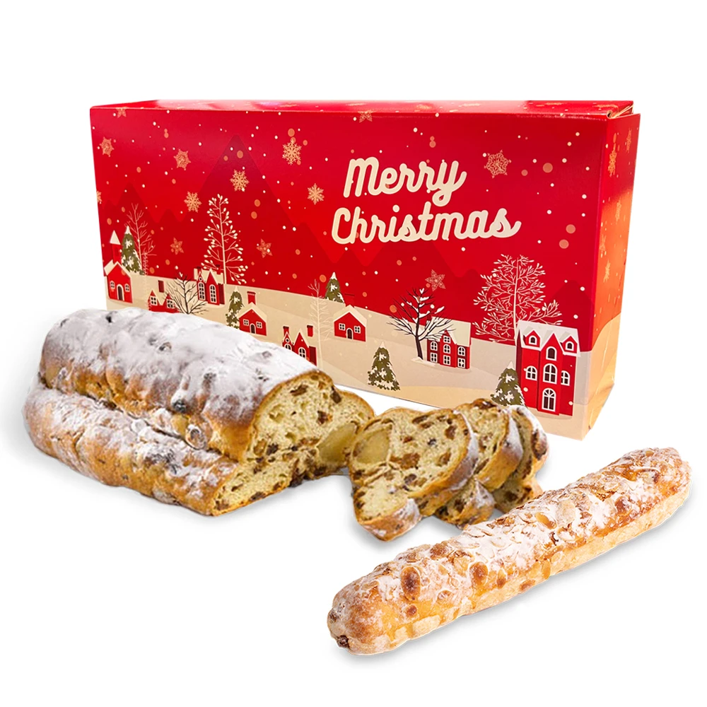 Geschenkdoos met kerststol (500 gram) en banketstaaf (250 gram)