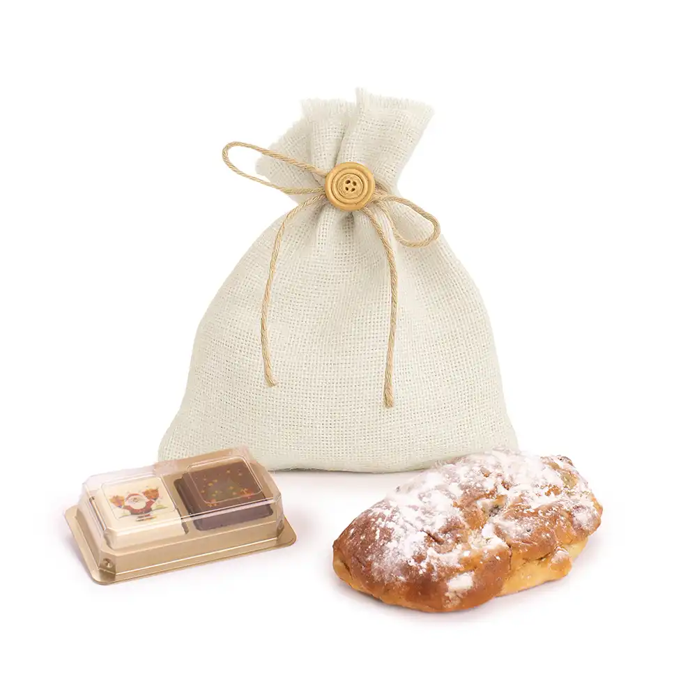 Kersttasje met pralines (2 stuks) en mini stol