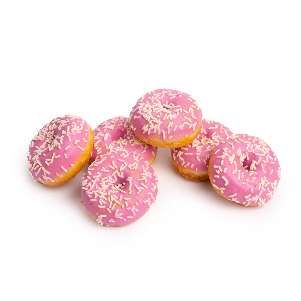 Mini donuts roze met vulling (12 stuks)