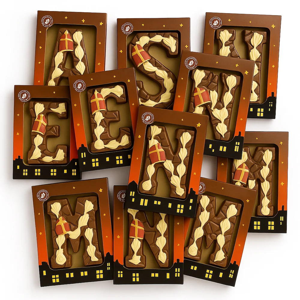 Mix voordeeldoos 12 chocoladeletters gedecoreerd (200 gram)