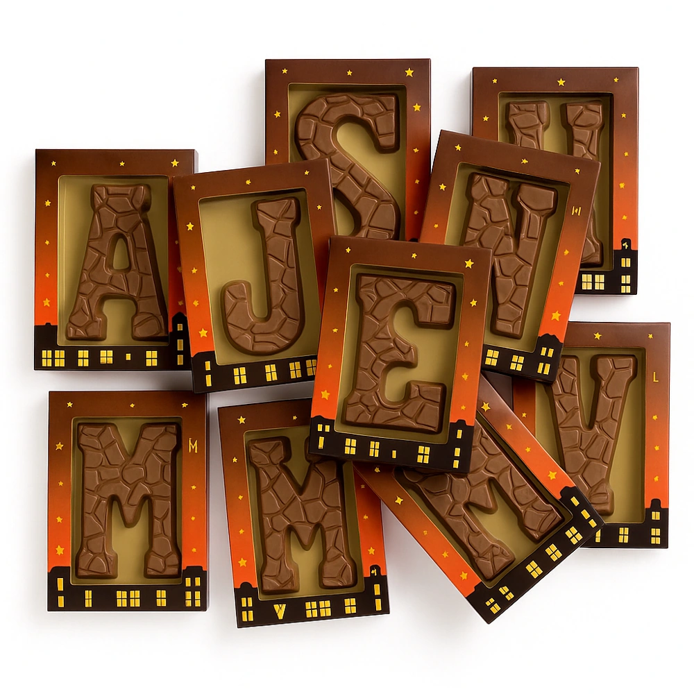 Mix voordeeldoos van 12 chocolade letters (135 gram)