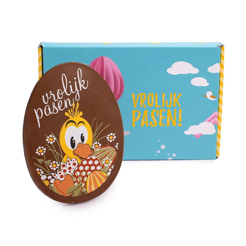 Paas brievenbusgeschenk met chocoladekaart 'Vrolijk Pasen!'