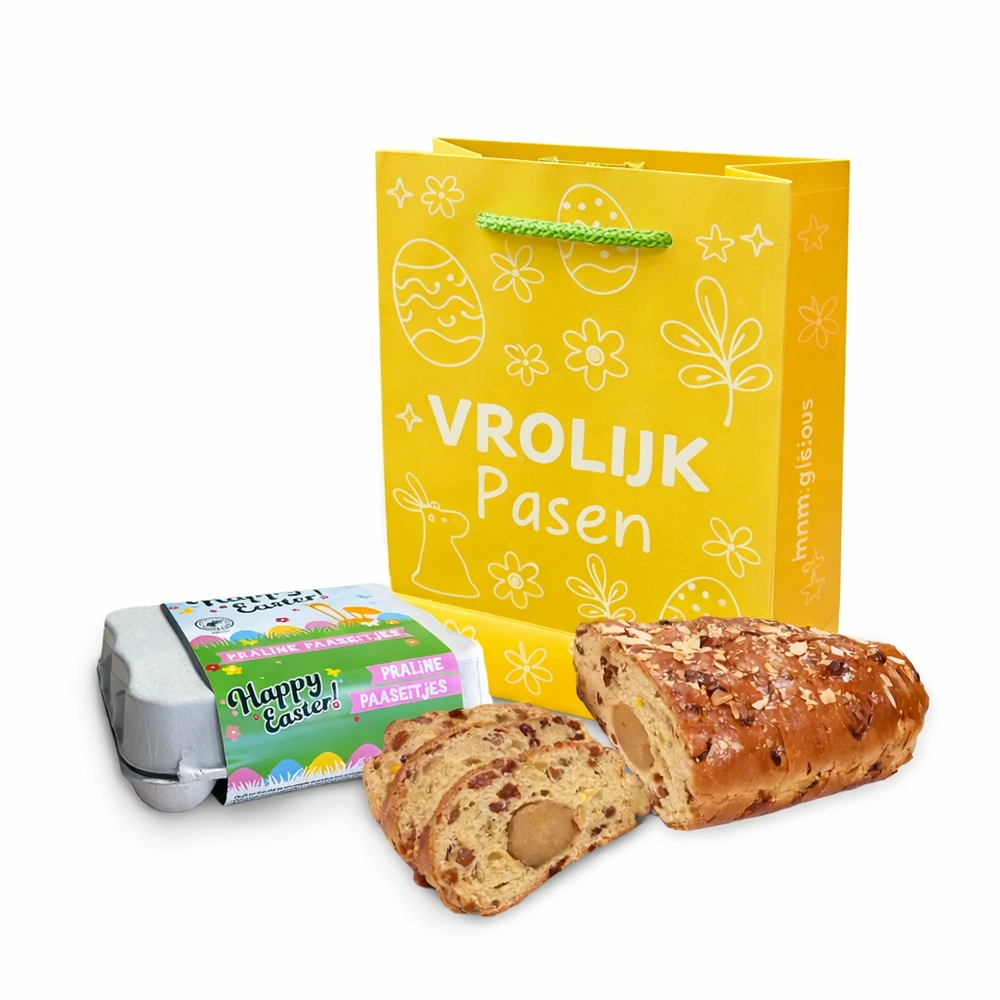 Paastas roomboter paasstol (500 gram) en paas eierdoosje (12 stuks)