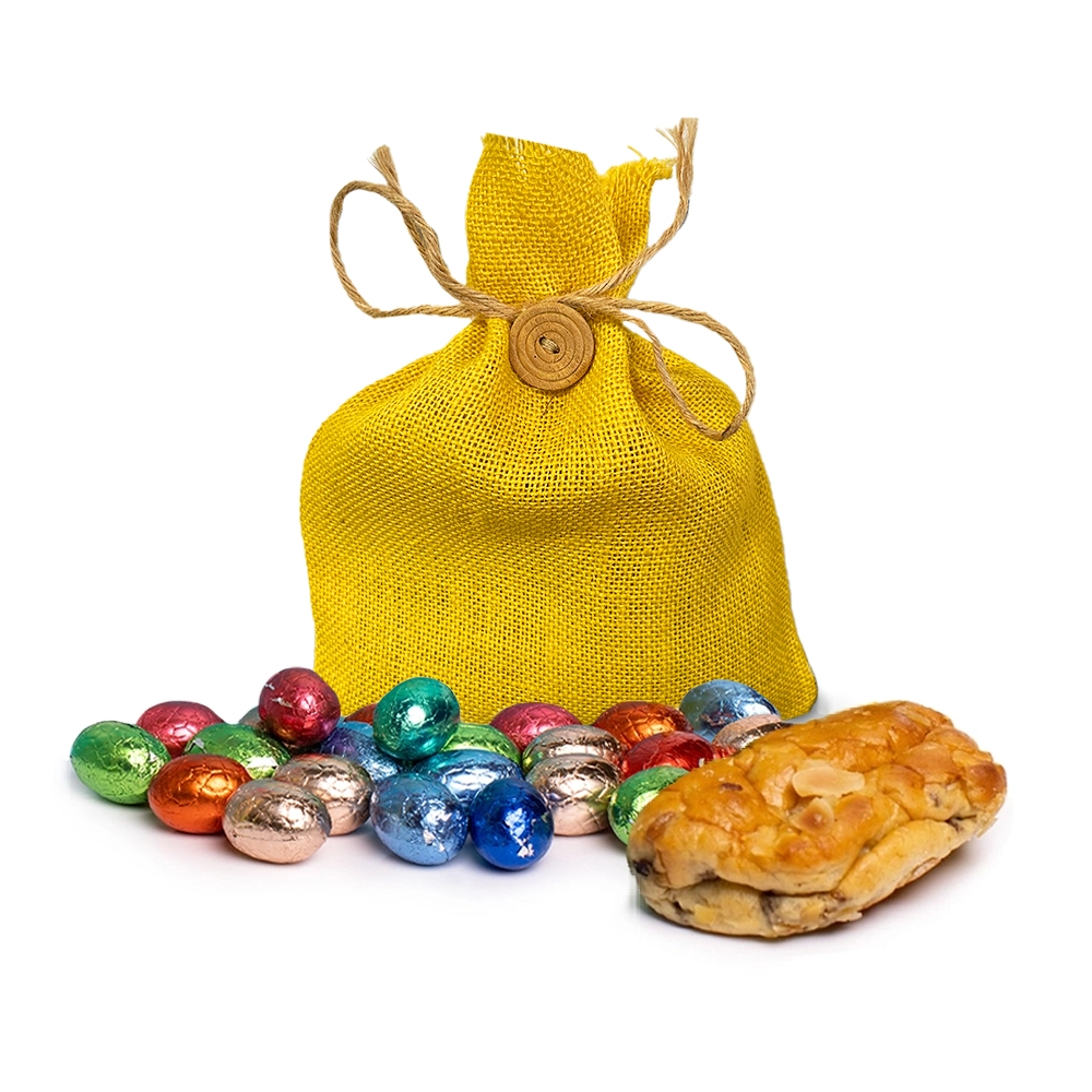 Paaszakje met mini paasstol en paaseitjes (100 gram)