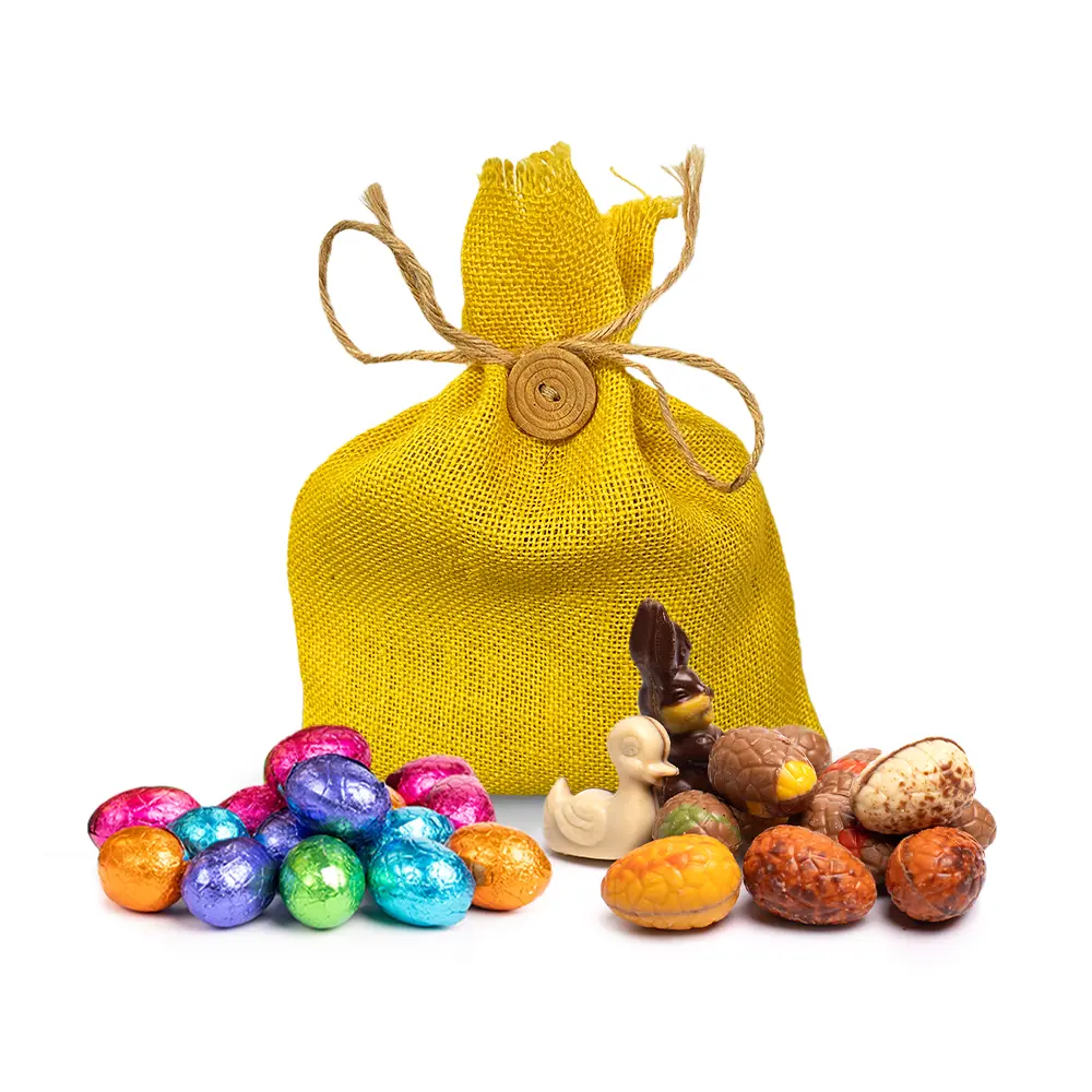 Paaszakje met paaschocolade (175 gram) en paaseitjes (100 gram)