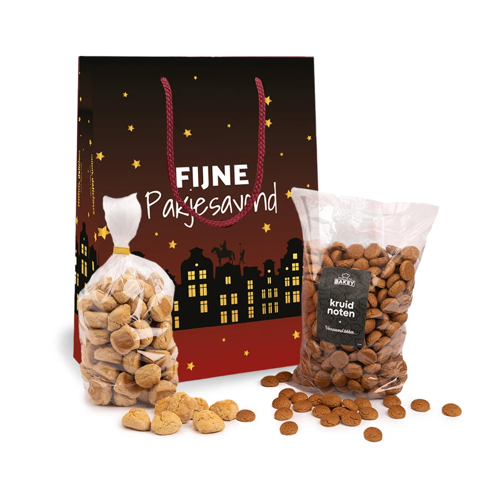 Sinttas met Bakey kruidnoten (200 gram) en oud Hollandse pepernoten (250 gram)