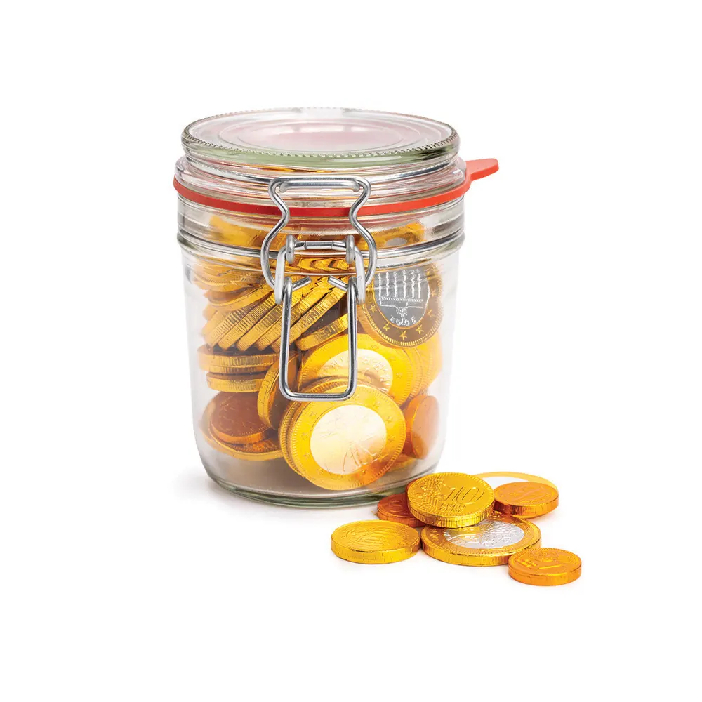 Weckpot klein met chocolademunten (300 gram)